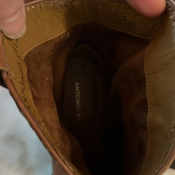 Antonio Melani Leather and Calf Hair Western Boots Size 7.5 Brown - Picture 11 of 12